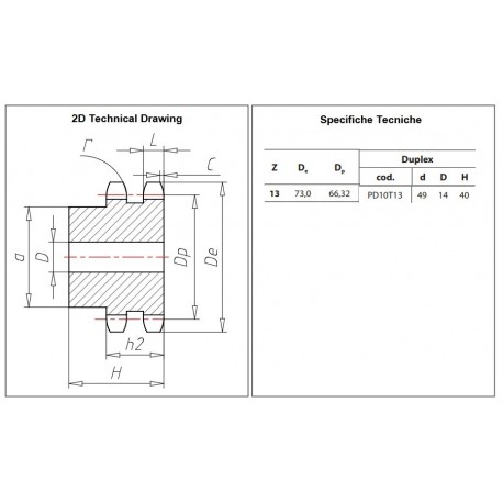 Kettingwiel 10B-2 13T-H