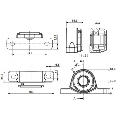 Ø30 - SF2 - Pillow block bearing with stainless steel bearing, open cover