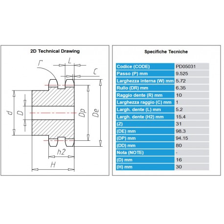 Kettingwiel 06B-2 31T-H