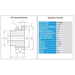 Kettingwiel 08B-2 31T-H