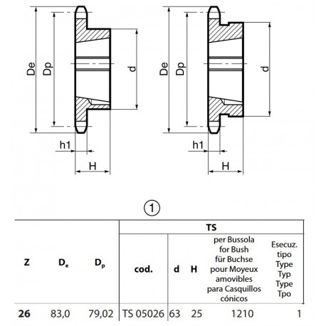 Klembuswiel 06B-1 26T-H 1210