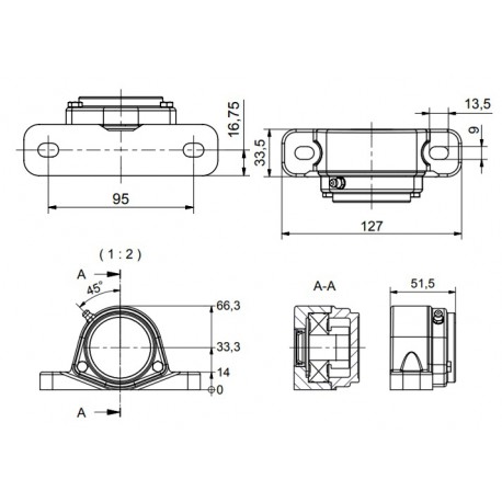 Ø20 - SF2 - Pillow block bearing with stainless steel bearing, closed cover