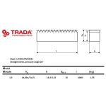 Tandheugel RVS Moduul 1.5 15x15 L=1000mm
