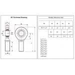 RVS stangkop buitendraad M10x1.25 Links