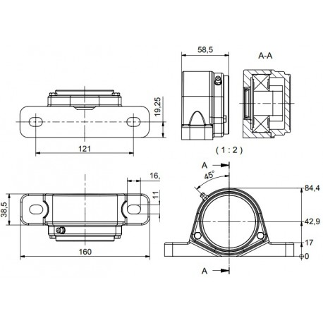 Ø30 - SF2 - Pillow block bearing with stainless steel bearing, closed cover
