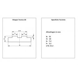 T - Ketting geleide profiel volgens DIN 8187 voor ketting 08B-2 hoogte 10mmLengte 2000mm