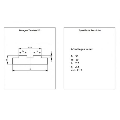 T - Ketting geleide profiel volgens DIN 8187 voor ketting 08B-2 hoogte 10mm Lengte 2000mm