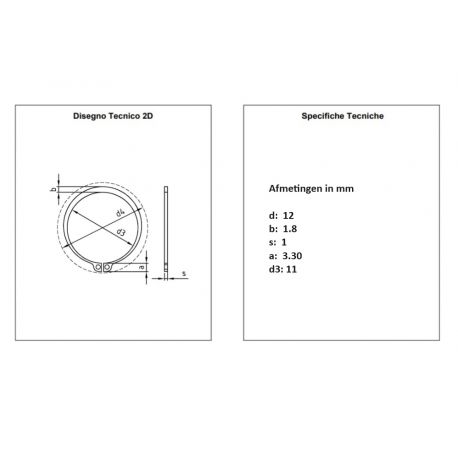 RVS Circlip DIN 471 as 12mm VPE 200 stuks