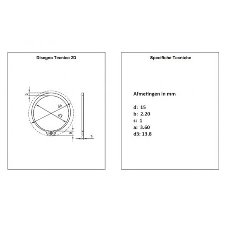 RVS Circlip DIN 471 as 15mm VPE 200 stuks