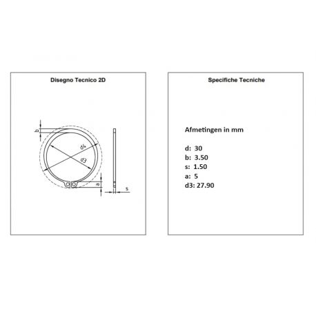 RVS Circlip DIN 471 as 30mm VPE 50 stuks