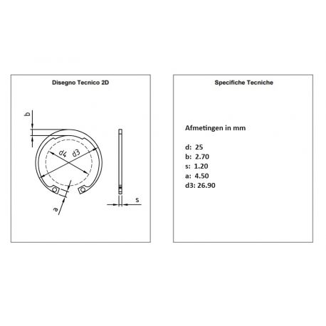 RVS Circlip DIN 472 boring 25mm VPE 100 stuks