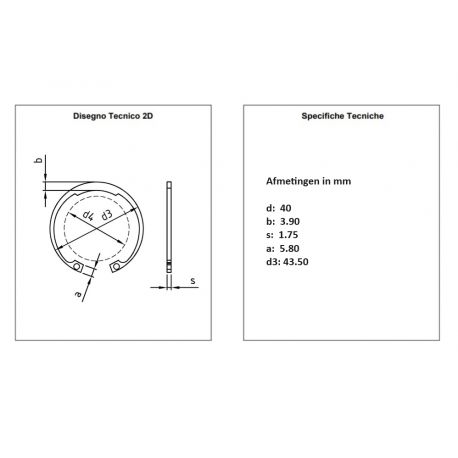 RVS Circlip DIN 472 boring 40mm VPE 25 stuks