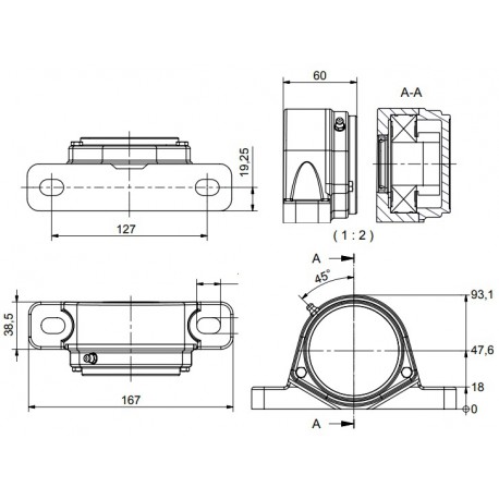 Ø35 - SF2 - Pillow block bearing with stainless steel bearing, closed cover
