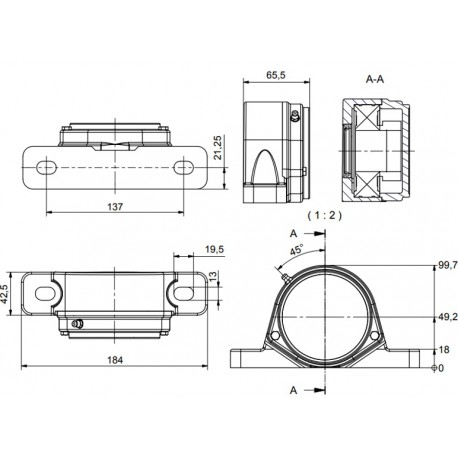 Ø40 - SF2 - Pillow block bearing with stainless steel bearing, closed cover