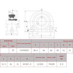 Staand lagerblok korte voet UCPA 205 SBR3 steek 56mm