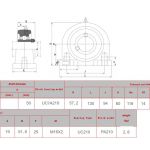 Staand lagerblok korte voet UCPA 210 SBR3 steek 94mm