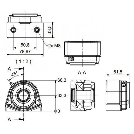 Ø20 - S2 - Pillow block bearing with stainless steel bearing, open cover