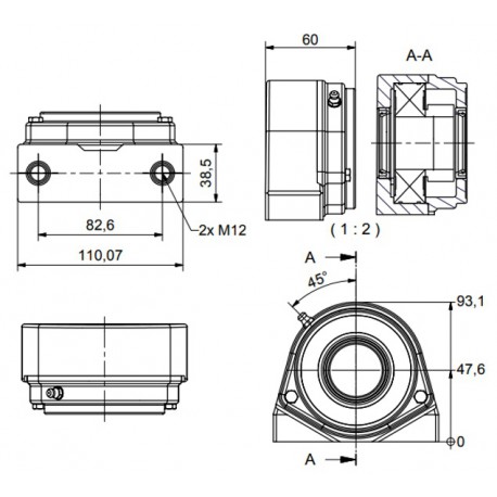 Ø35 - S2 - Pillow block bearing with stainless steel bearing, open cover