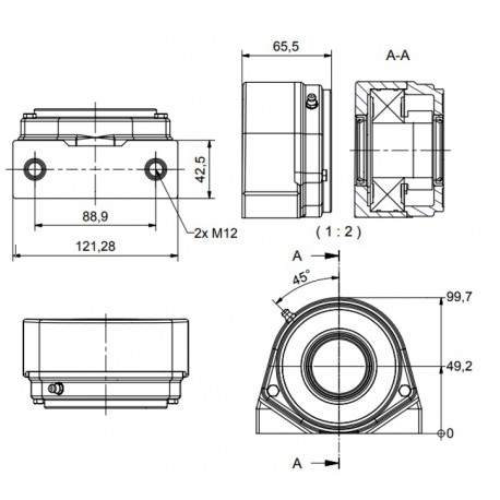 Ø40 - S2 - Pillow block bearing with stainless steel bearing, open cover