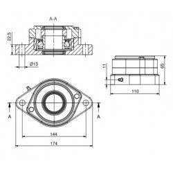 NG flenslagerblok Ø40 - F2 open kap