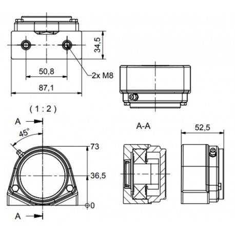 Ø25 - S2 - Pillow block bearing with stainless steel bearing, closed cover