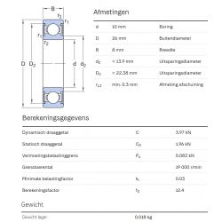 SKF Groefkogellager W6000-2RS1