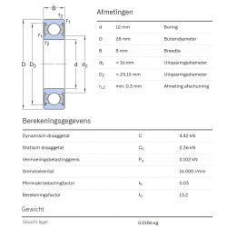 SKF Groefkogellager W6001-2RS1