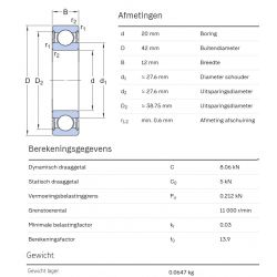 SKF Groefkogellager W6004-2RS1