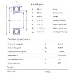 SKF Groefkogellager W6006-2RS1