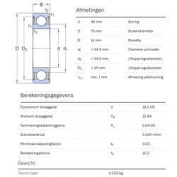 SKF Groefkogellager W6009-2RS1