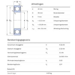 SKF Groefkogellager W6200-2RS1