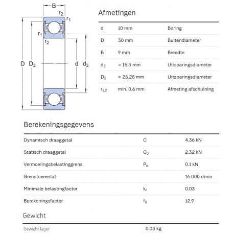 SKF Groefkogellager W6200-2RS1