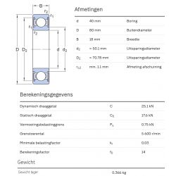 SKF Groefkogellager W6208-2RS1