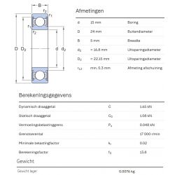 SKF Groefkogellager W61802-2RS1