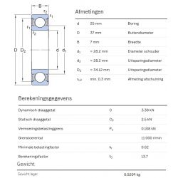 SKF Groefkogellager W61805-2RS1