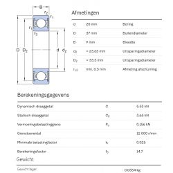 SKF Groefkogellager W61904-2RS1