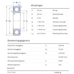 SKF Groefkogellager W61905-2RS1