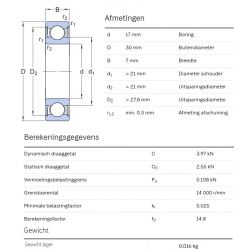 SKF Groefkogellager W61903-2RS1