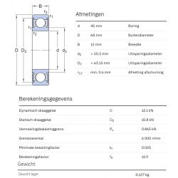 SKF Groefkogellager W61909-2RS1