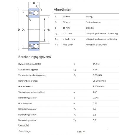 SKF Zelfinstellend kogellager 2205 E-2RS1TN9