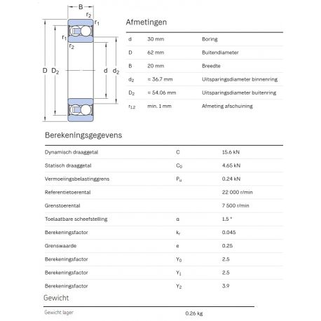 SKF Zelfinstellend kogellager 2206 E-2RS1TN9