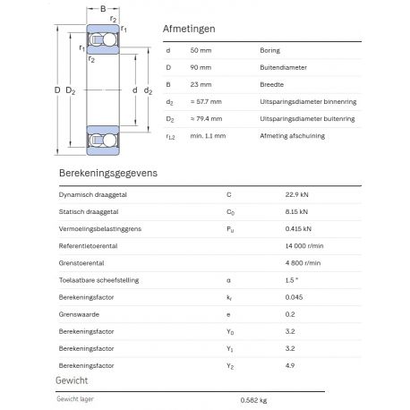 SKF Zelfinstellend kogellager 2210 E-2RS1TN9