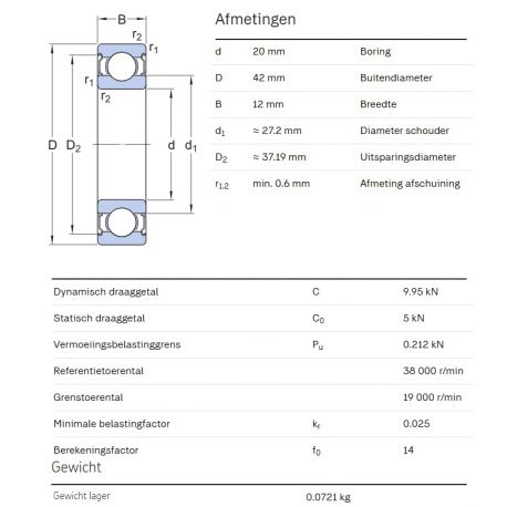 SKF Groefkogellager 6004-2Z