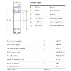 SKF Groefkogellager 6009-2Z