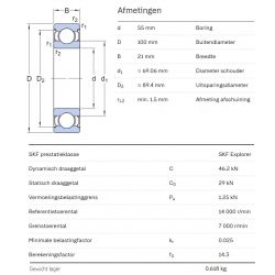 SKF Groefkogellager 6211-2Z