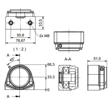 Ø20 - S2 - Pillow block bearing with stainless steel bearing, closed cover, blue