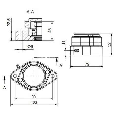 Ø25 - F2 - Flange bearing with stainless steel bearing, closed cover, blue