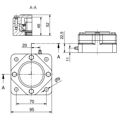 Ø25 - F4 - Flange bearing with stainless steel bearing, closed cover, blue