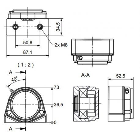 Ø25 - S2 - Pillow block bearing with stainless steel bearing, closed cover, blue