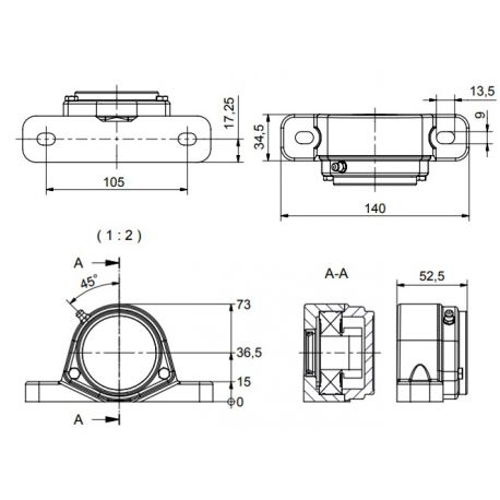 Ø25 - SF2 - Pillow block bearing with stainless steel bearing, closed cover, blue